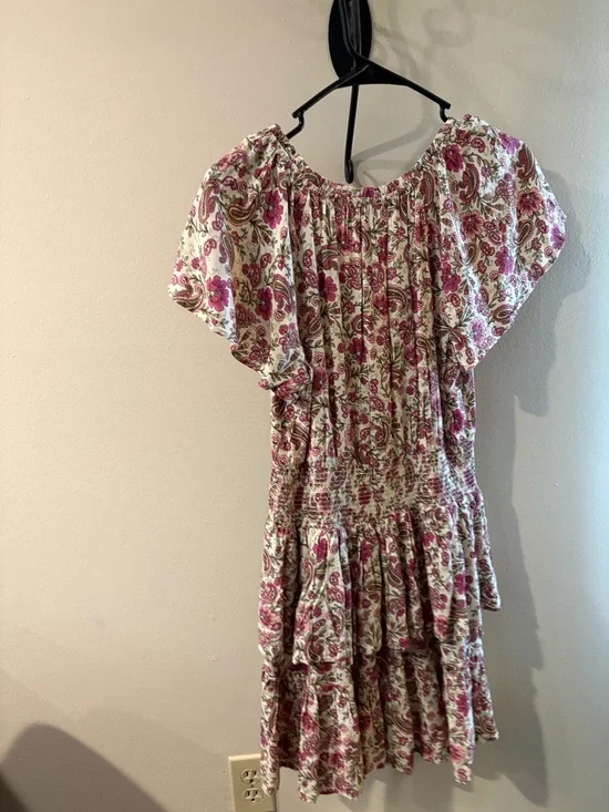 Patrons of Peace Pink and Cream Paisley Tiered Mini Dress - Picture 2 of 4